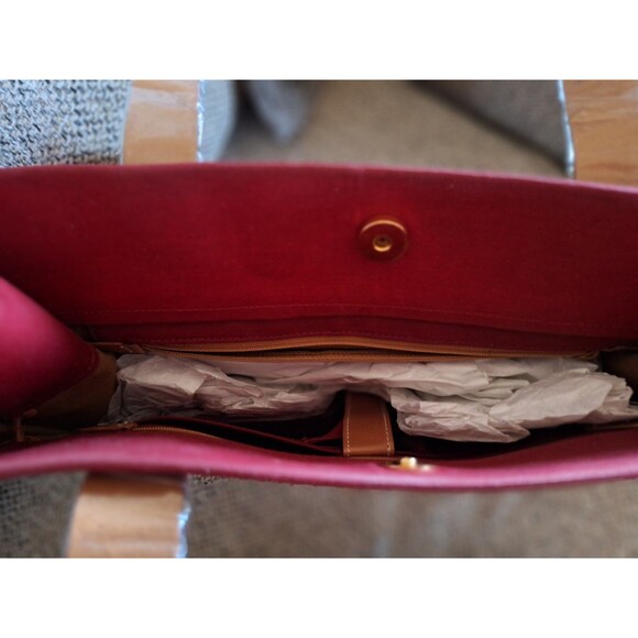 Dooney & Bourke Vintage Authentic Monogrammed Canvas Shoulder Bag RED NEW VTG - Picture 7 of 13